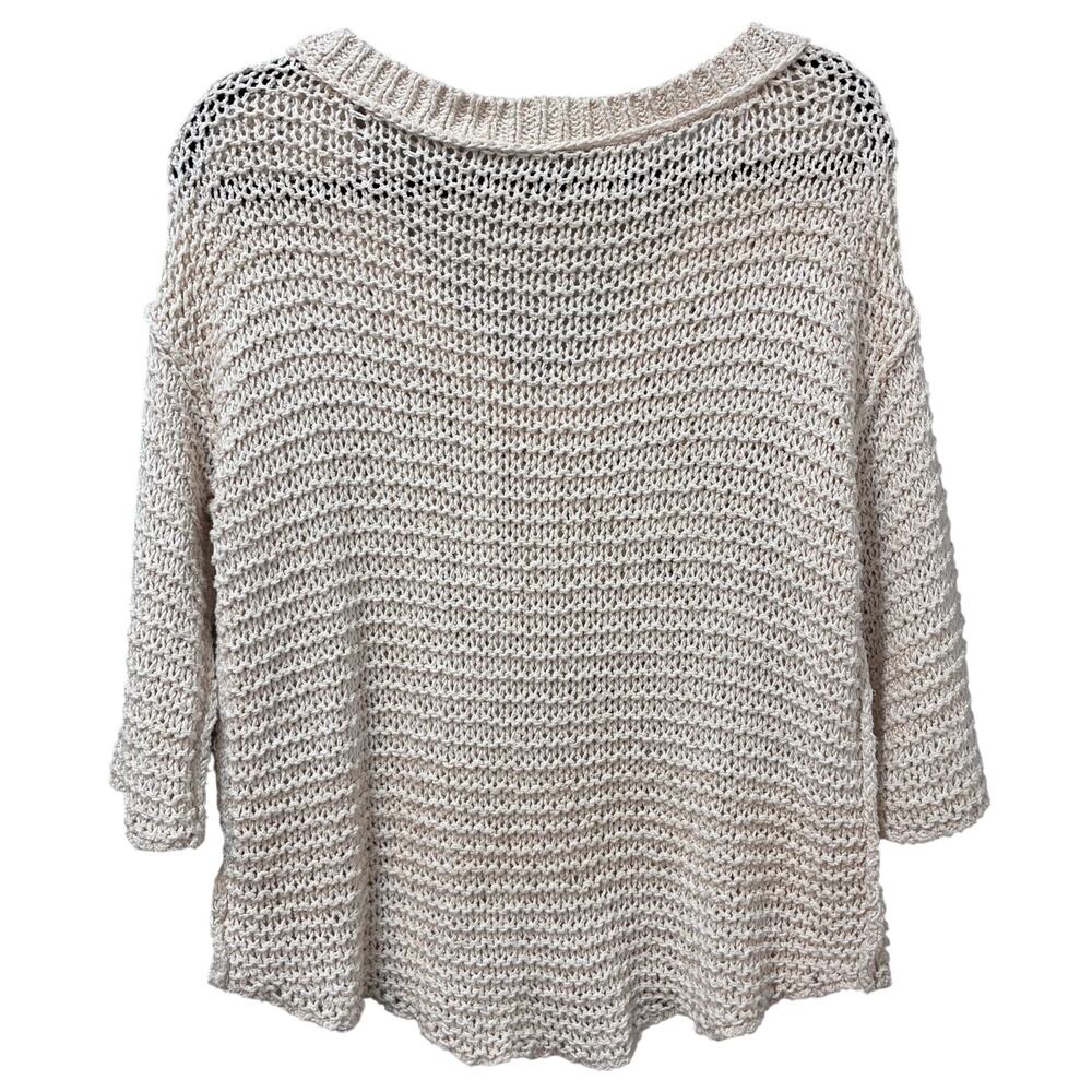 Free People Park Slope Sweater V-Neck 3/4 Sleeve Open-Knit XS - Picture 4 of 8